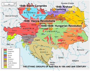 Map of nationalities included in the Habsburg state