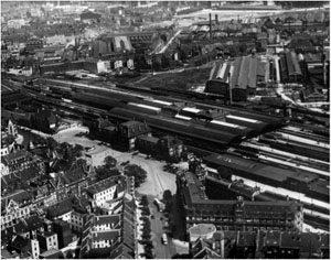 Stadtteil Oberbilk / Hauptbahnhof 1934: Rückbau der Industrie im innerstädtischen Bereich der Stadt, Errichtung neuen Wohnraums nach WK II.