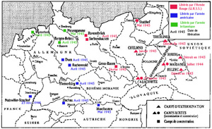 Carte de la libération des camps nazis par les Alliés